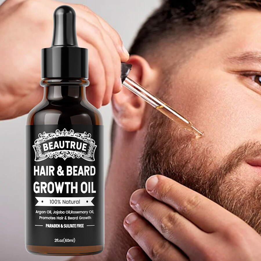 YOUR LOGO Hair and Beard Growth Oil Enriched with Biotin For Increase Thickness and Volume Faster Stronger Thicker Longer Hair