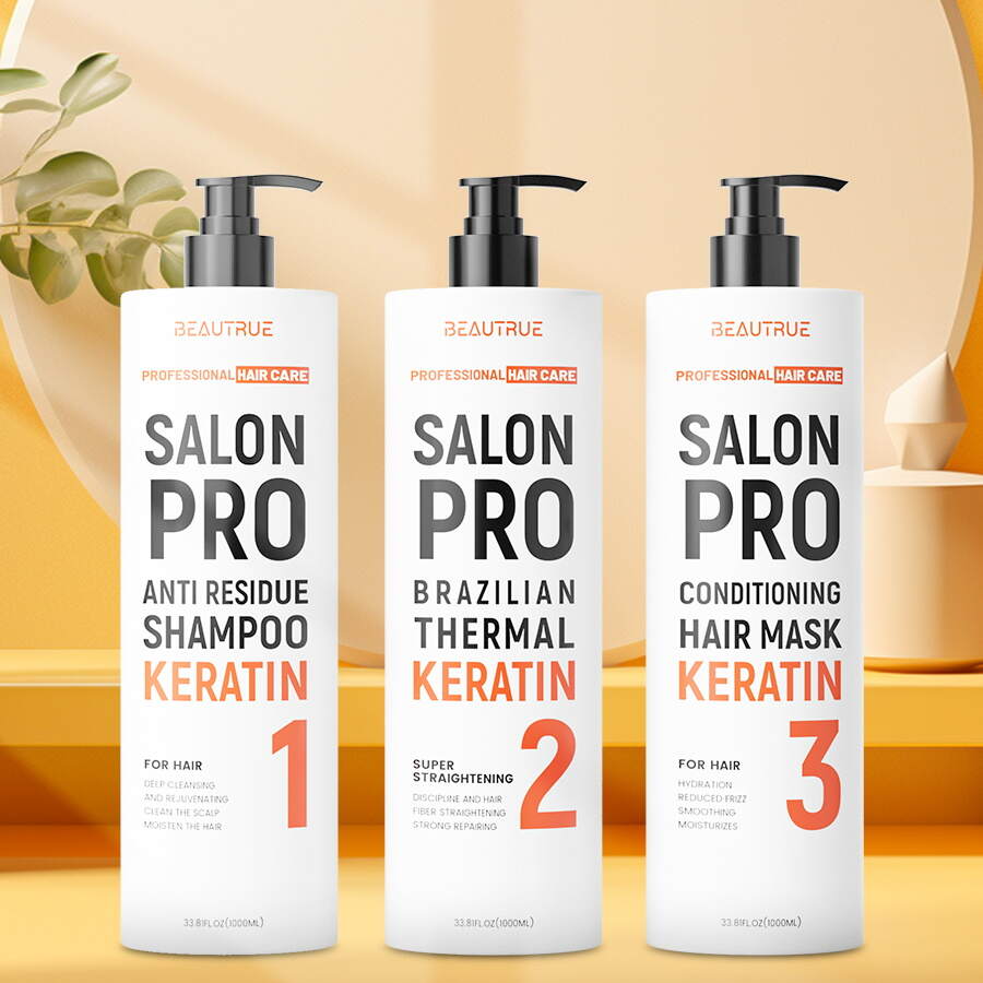 YOUR LOGO Keratin Hair Care Wash Set Shampoo Conditioner Hair Mask Salon Thickening Treatment for Dry Damaged Hair