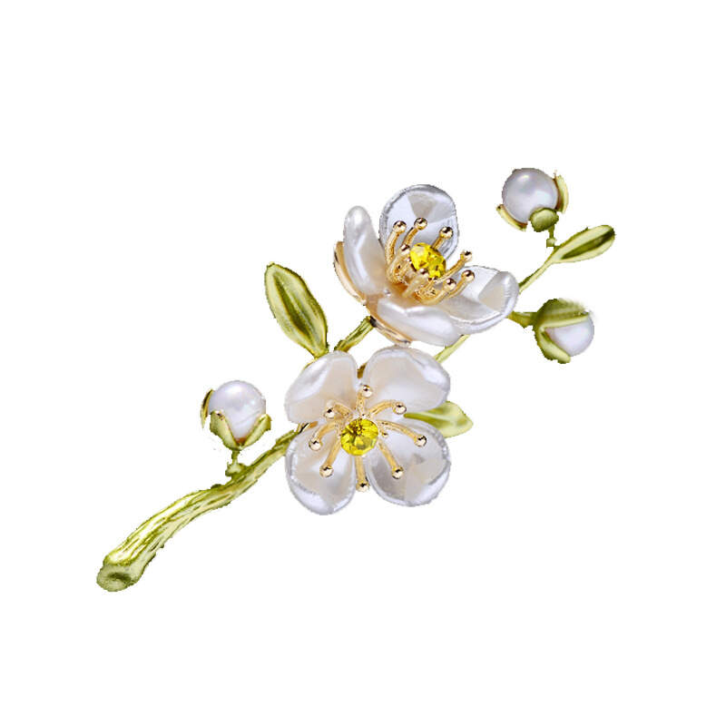 Japanese and Korean style botanical flower brooch, elegant forest flower corsage, high-end plant flower women's jewelry