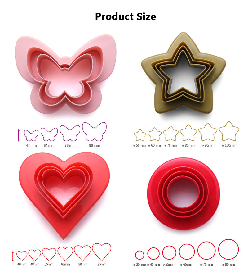 4 Style Plastic Cookie Cutters DIY Biscuit Baking Tool