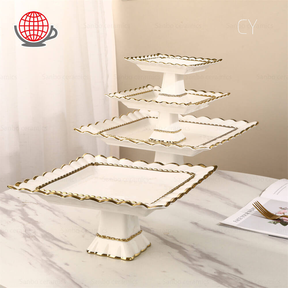 cake stand vintage plates, cake stand for events, cake stand square