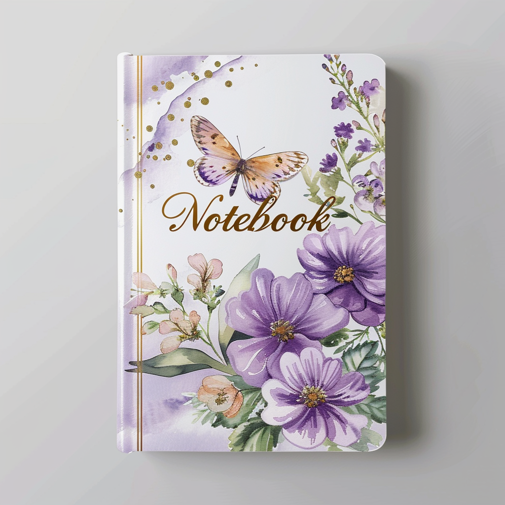 Removable replaceable B5 paper loose-leaf and coil-bound notebook non-scratch butterfly floral print Cardboard cover in journal