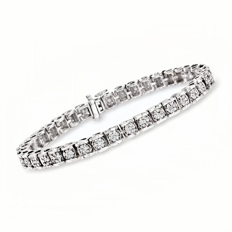 2.00 ct. t.w. Diamond Cluster Tennis Bracelet in 18k whitegold