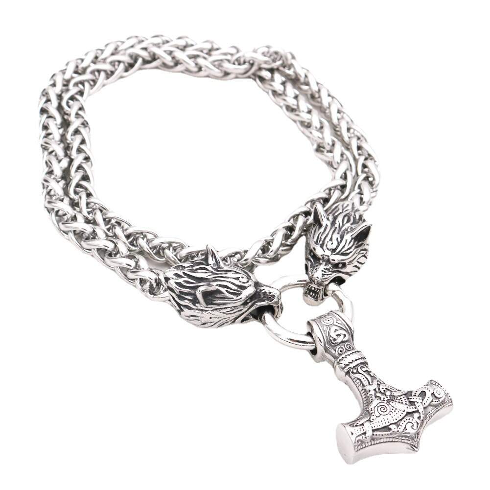 Manufacturer direct supply titanium steel chain necklace European and American popular jewelry stainless steel hammer pendant