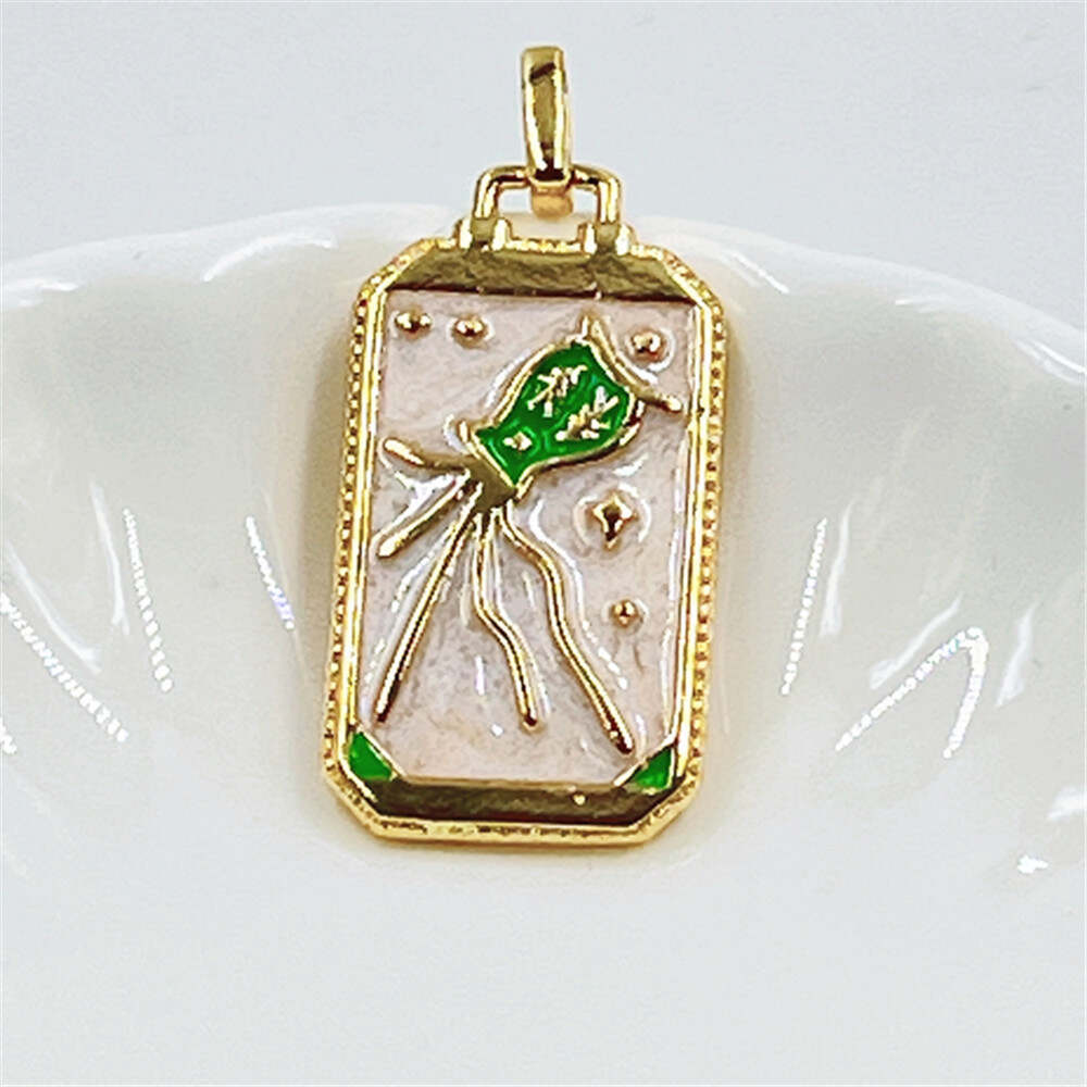 Fashion oil dripping tarot card pendant palm devil eye jellyfish hip hop punk original copper color-preserving electroplating (25).jpg