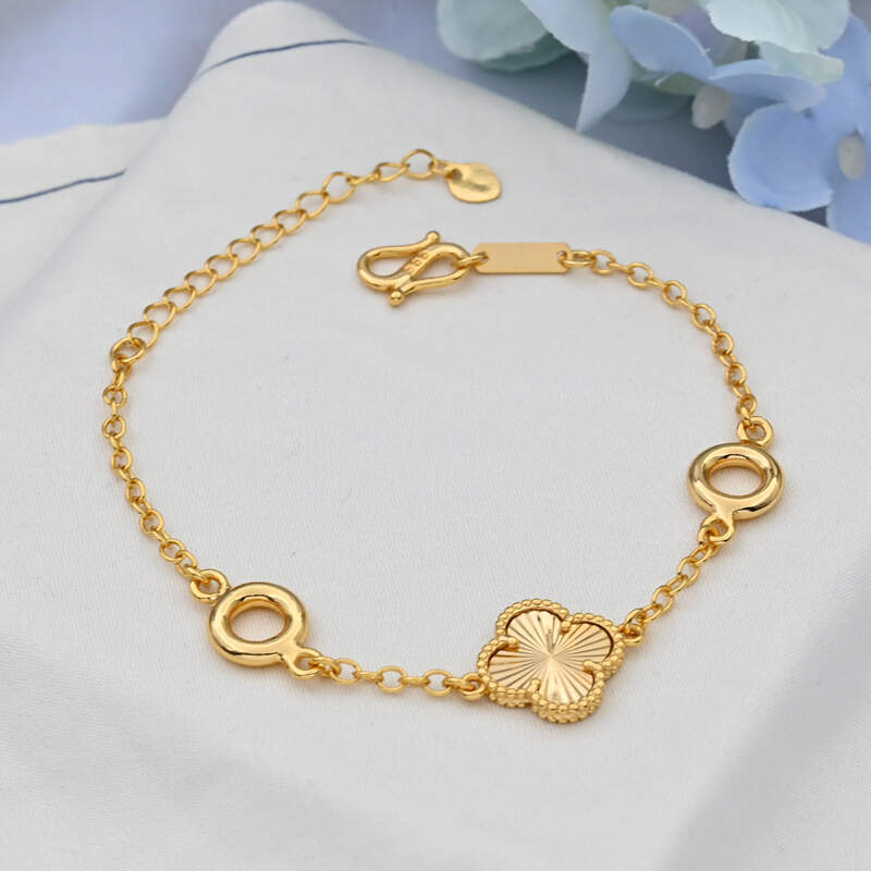 Gold copper alloy five-flowered clover gold store same style jewelry laser alluvial gold four-leaf clover bracelet for women 24k (12).jpg