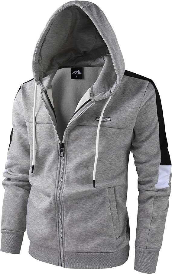 Men's Full Zip Fleece Hoodie zippered Color Block hooded slim Fit Long Sleeve Lightweight Sweatshirt