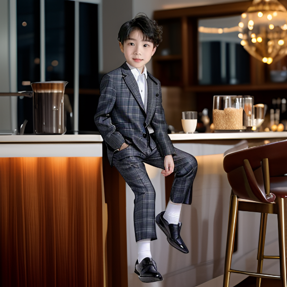 Boys Plaid Blazer Pants Set Casual Suit Classic Kids 2 Piece Sport Coats Outfits