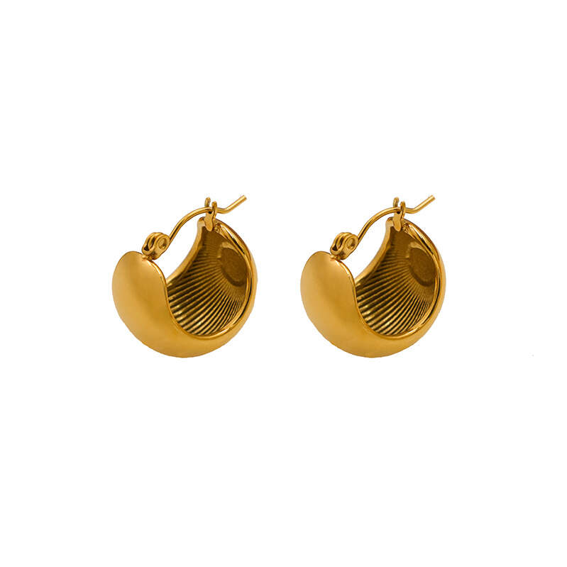 French wholesale new niche design titanium steel ball C-shaped earrings stainless steel 18K gold plated earrings jewelry