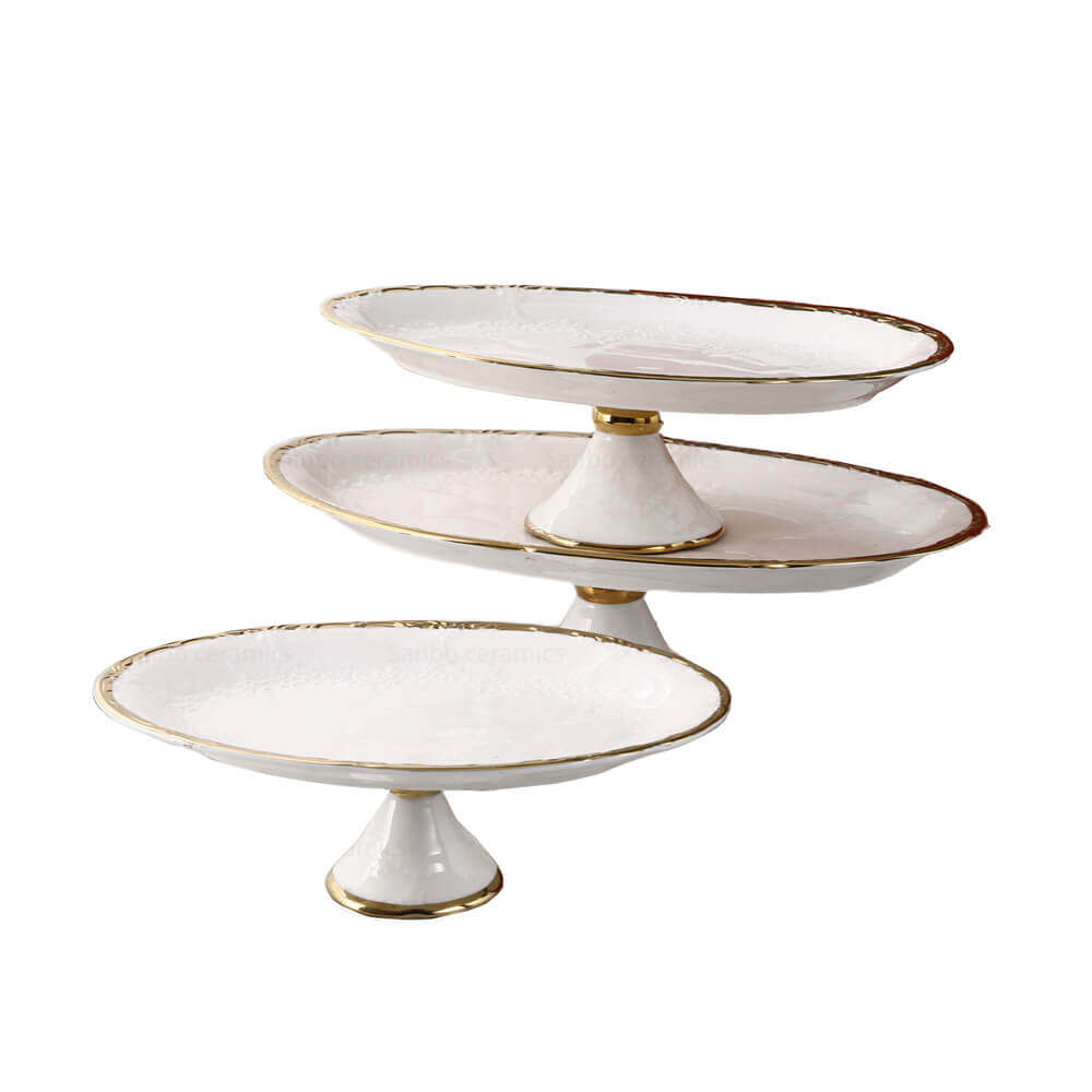 High-End White Ceramic Cake Stand Bulk for Party