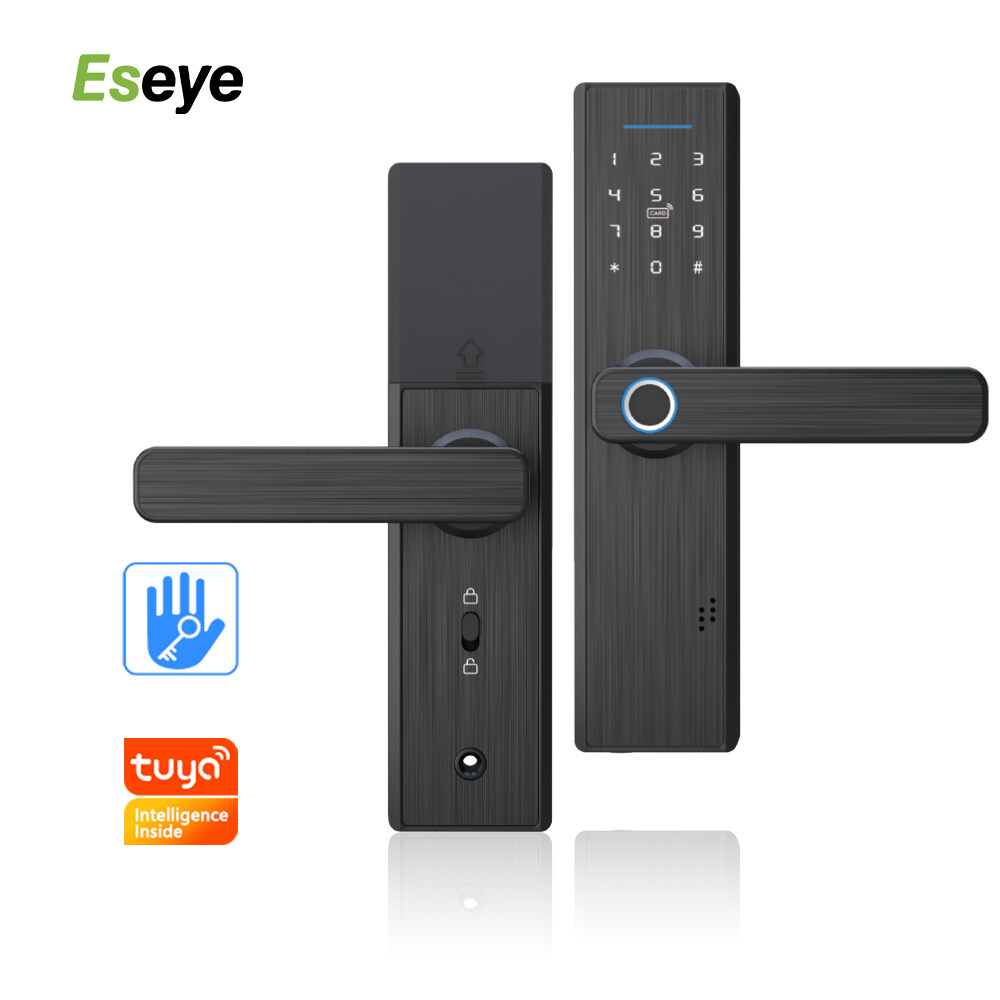 Eseye Tuya Aluminium Door Manual Wifi Biometric Fingerprint Handle Digital App Life Stainless Steel Smart Lock