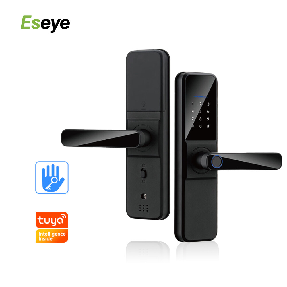 Tuya WIFI Or TTLock Bluetooth Fingerprint APP IC card Key Unlock Smart Intelligent Door Handle Lock With Handle For Wholesale
