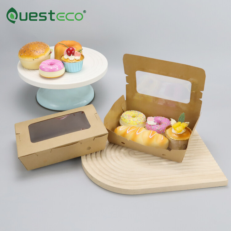 Disposable Bento Kraft Paper Box Pe Coated Paper Lunch Box Paper Window Lunch Box