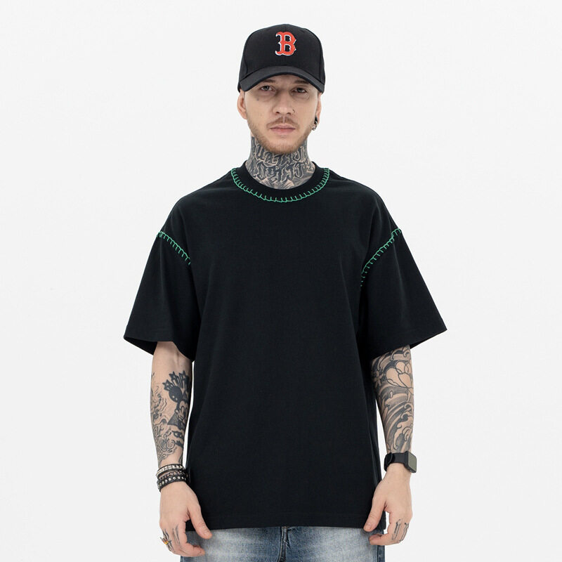 Custom Hand Sewing Oversized Solid Color Men T Shirt
