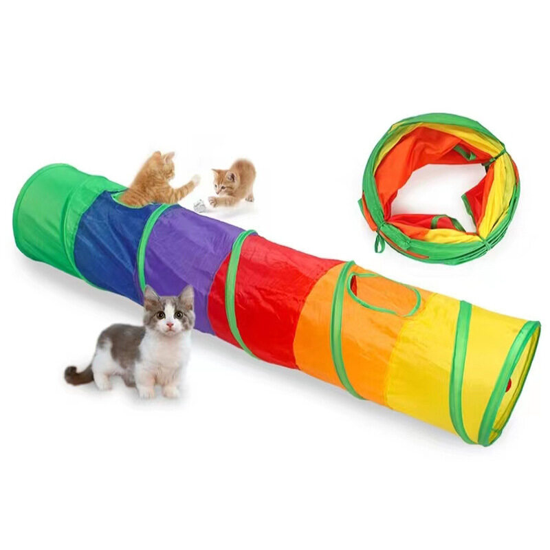 Interactive Collapsible Pop Up Rainbow Cat Tunnel