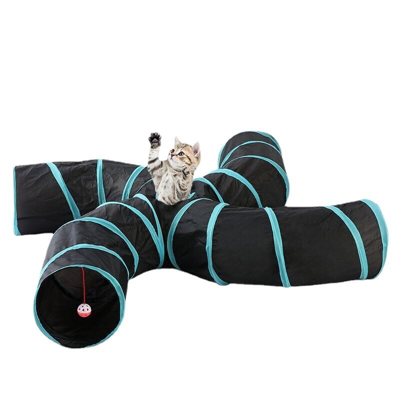 Collapsible Interactive S-shaped 4 Way Cat Tubes and Tunnels