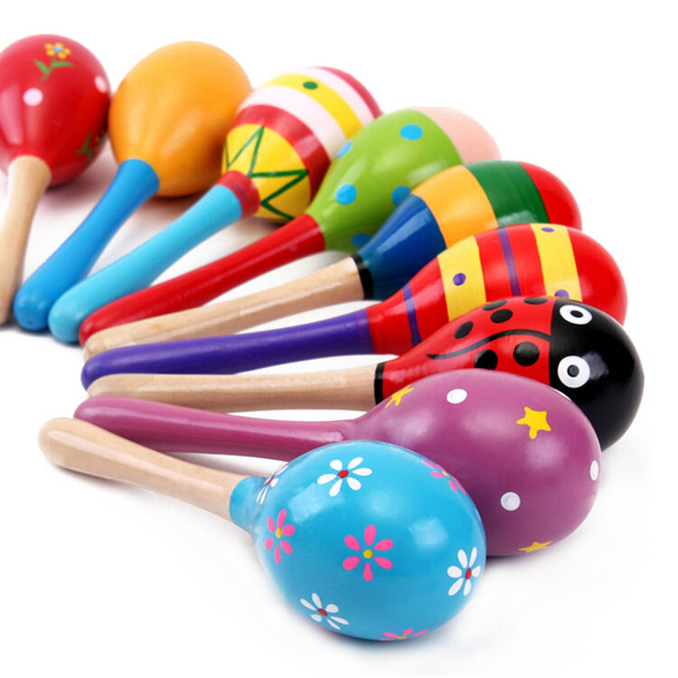 Mini Wooden Maracas Shaker Rattle Sand Hammer Toy