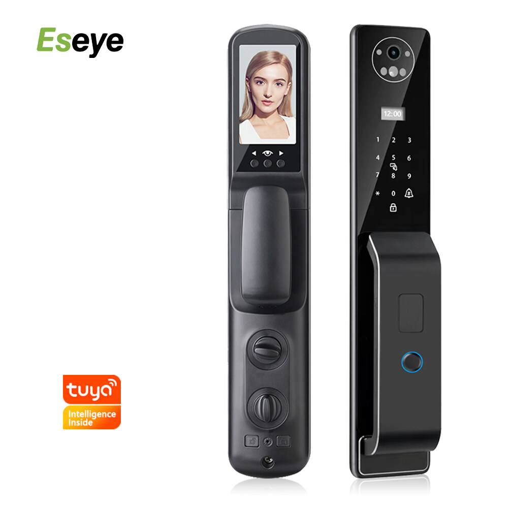 Eseye Black Metal Body 3D Face WiFi Biometric Fingerprint Fully Automatic Smart Intelligent Lock For Wholesale