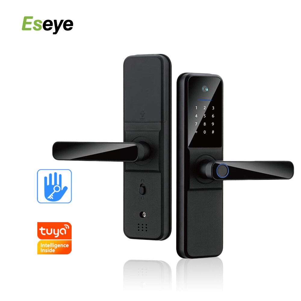Tuya WIFI or TTLock Bluetooth APP Fingerprint Unlock Smart Intelligent Door Lock With Cat Eye For Wholesale