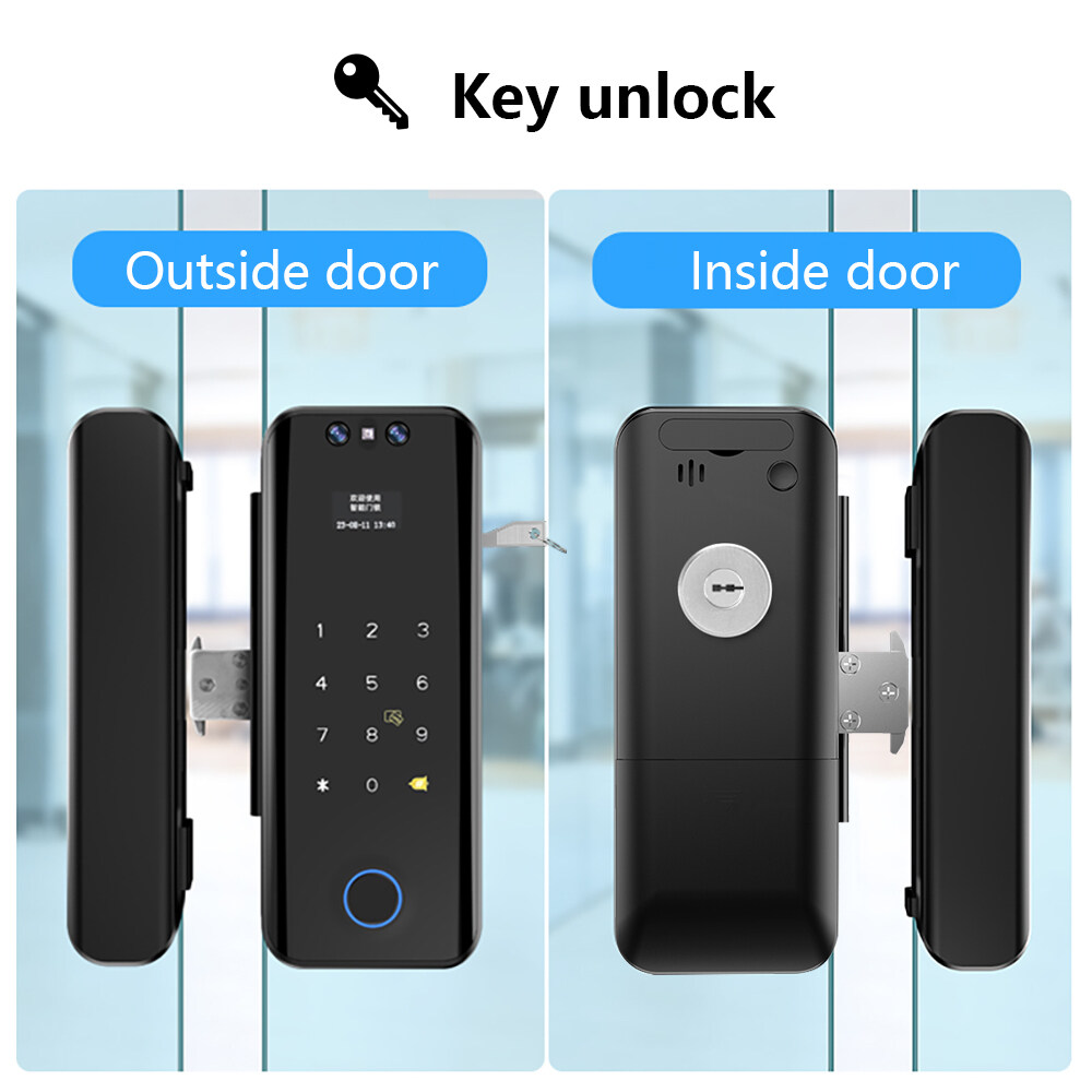 3d face lock , digital glass door lock, digital glass lock, double door glass lock, double glass door lock
