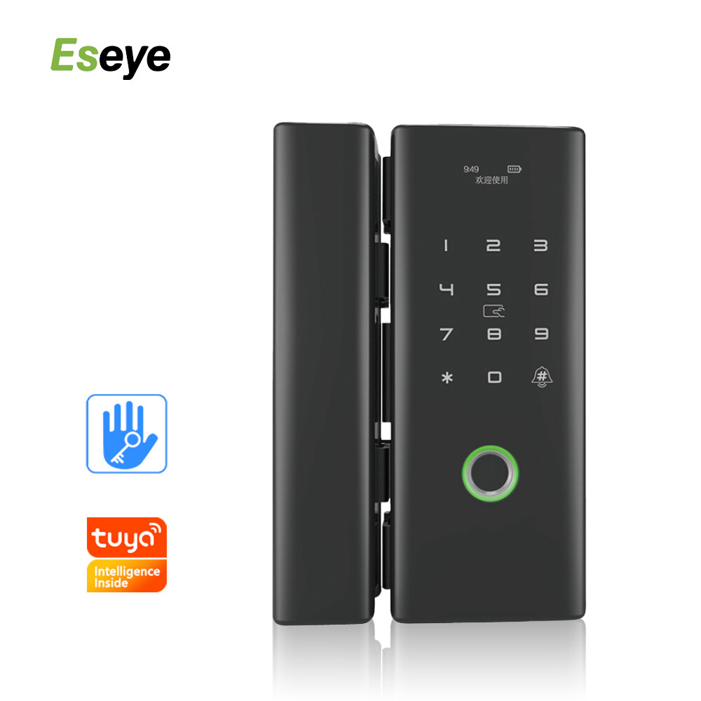 Eseye WiFi Controle remoto Tuya App App biométrico impressão digital Digital Smart Glass Door Lock for Office