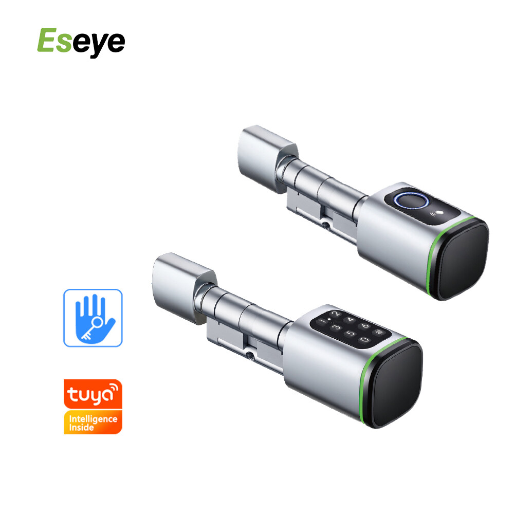 Tuya App Key Digital Biométrico Cilindro de huellas dactilares Bloqueo con Llave de cilindro inteligente de llave mecánica de tarjeta IC