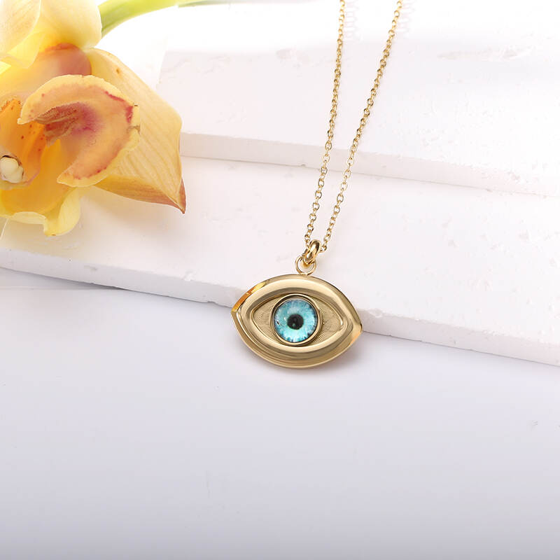 Blue angle Eye Stone Pendants Necklace Fashion Style Stainless Steel Gold Rhodium Engagement Anniversary Featuring Diamond Pearl