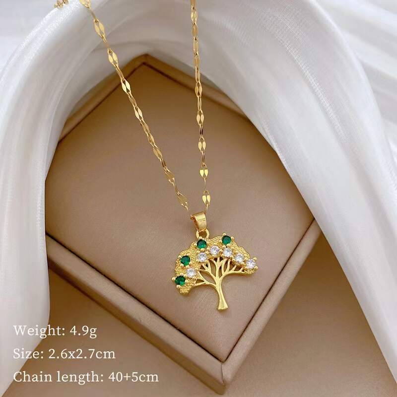 Stainless Steel Female Summer Fashion Pendant Necklace Small Tree Personality Design Clavicle Chain Niche Sensory Experience