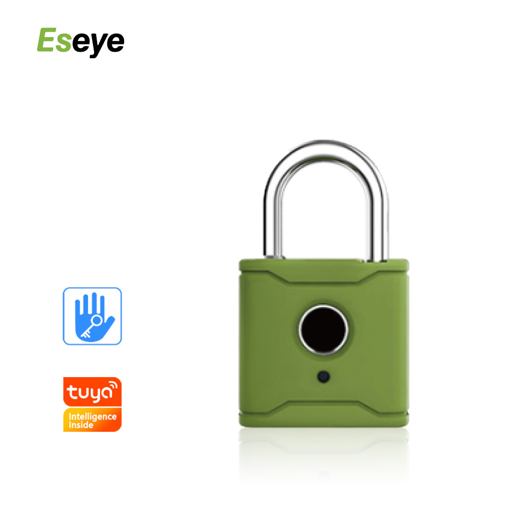 Best Quality Green Small Cheap APP Fingerprint Unlock Padlock with Lithium Battery For Sale