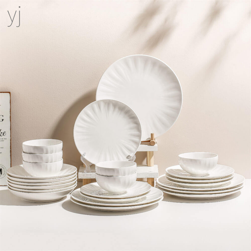 modern white dishes, white plates and bowls, fine china sets