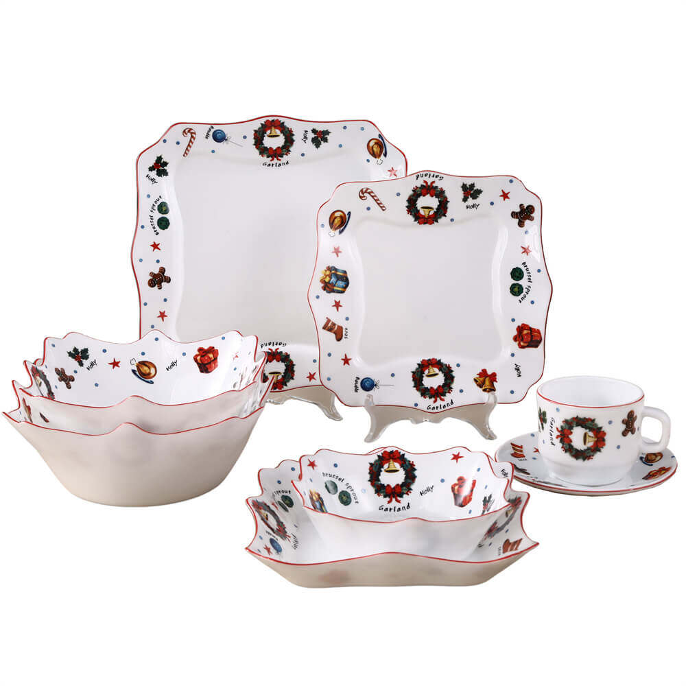 Fine Christmas Dinner Set Opal Glass for Catering