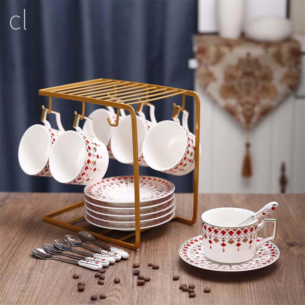 cup and saucer set with stand, fancy tea cups and saucers, tea cup set of 6 price