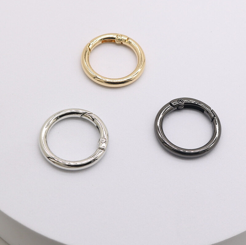 Zinc Alloy Spring O Ring 32mm Gate O Ring Round Carabiner Snap Clip Trigger Spring Keyring Buckle, Metal O Ring for Bags