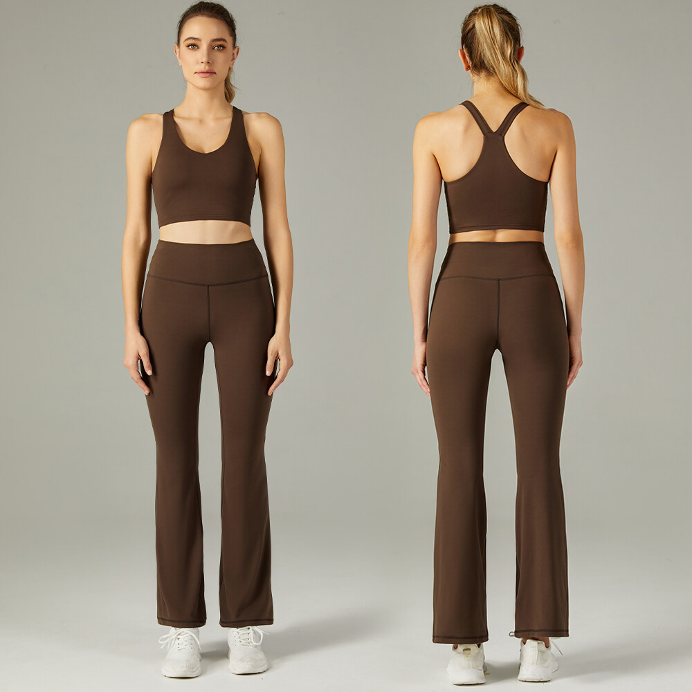 Yoga Wear Set Sports Bra Flared Pants Custom Logo