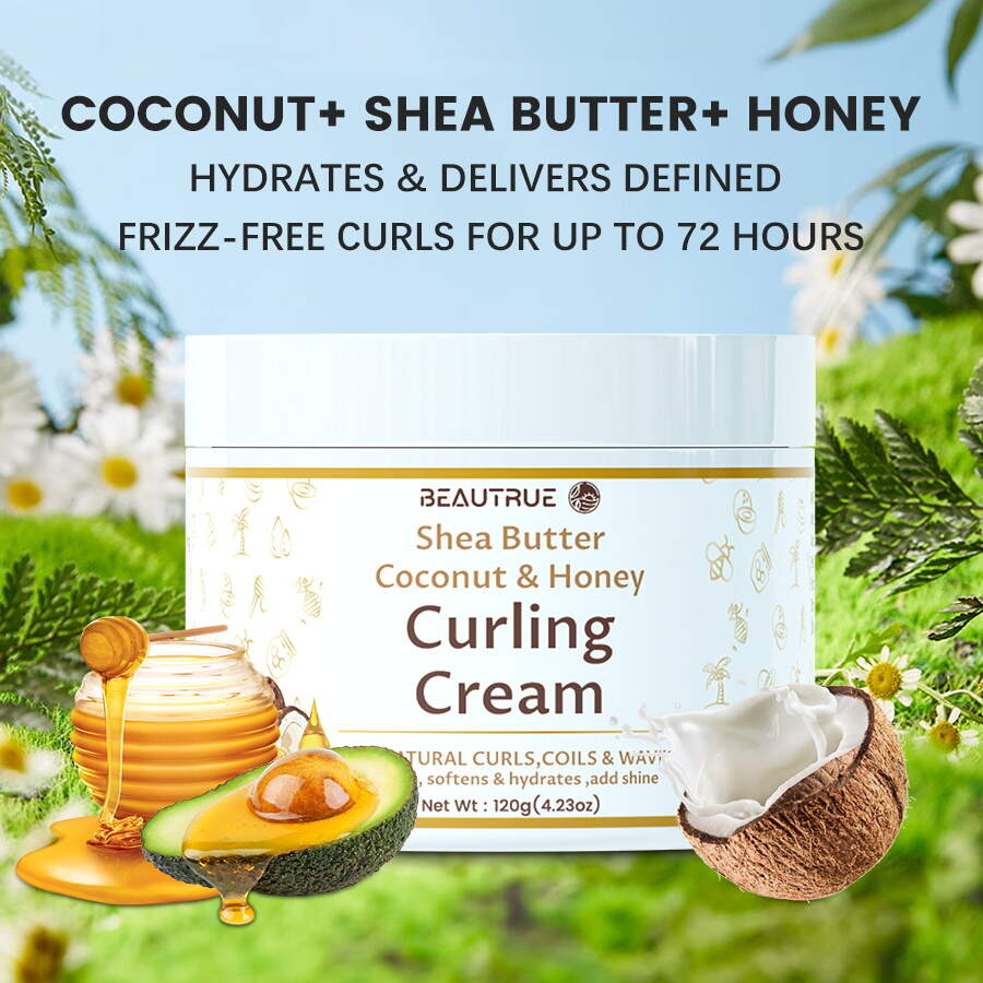 YOUR LOGO Curling Cream for Curly Hair Coconut & Honey Moisture Whip Twisting Cream for Dry Dehydrated Hair