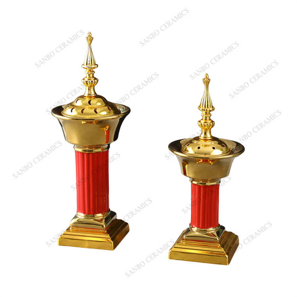 Custom Incense Burner Gold and Colorful Ceramic