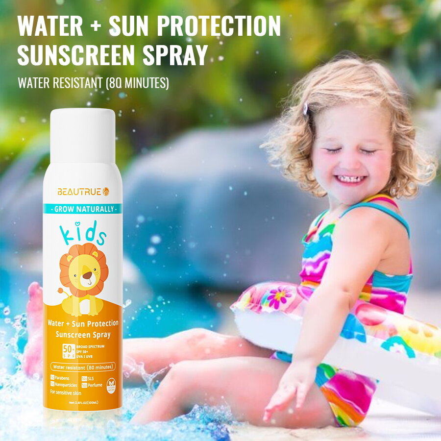 YOUR LOGO Kids Sunscreen Spray SPF 50 Childrens Sunscreen Water Resistant Kids Sunblock Spray Oxybenzone Free Sunscreen for Kids