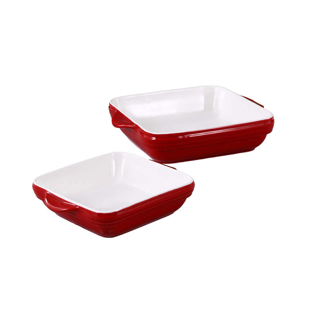 Classic Non Stick Baking Pan Red/White Glaze For Baking