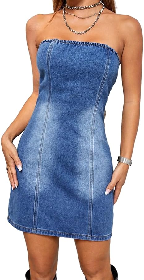 Denim Strapless Dresses