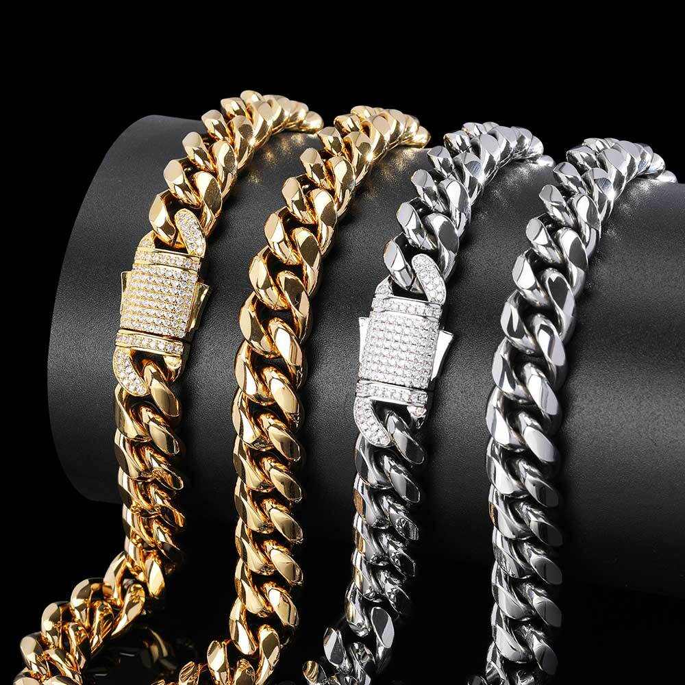 European and American cross-border zircon spring buckle titanium steel necklace jewelry stainless steel Cuban chain men's hip-hop necklace wholesale (9).jpg