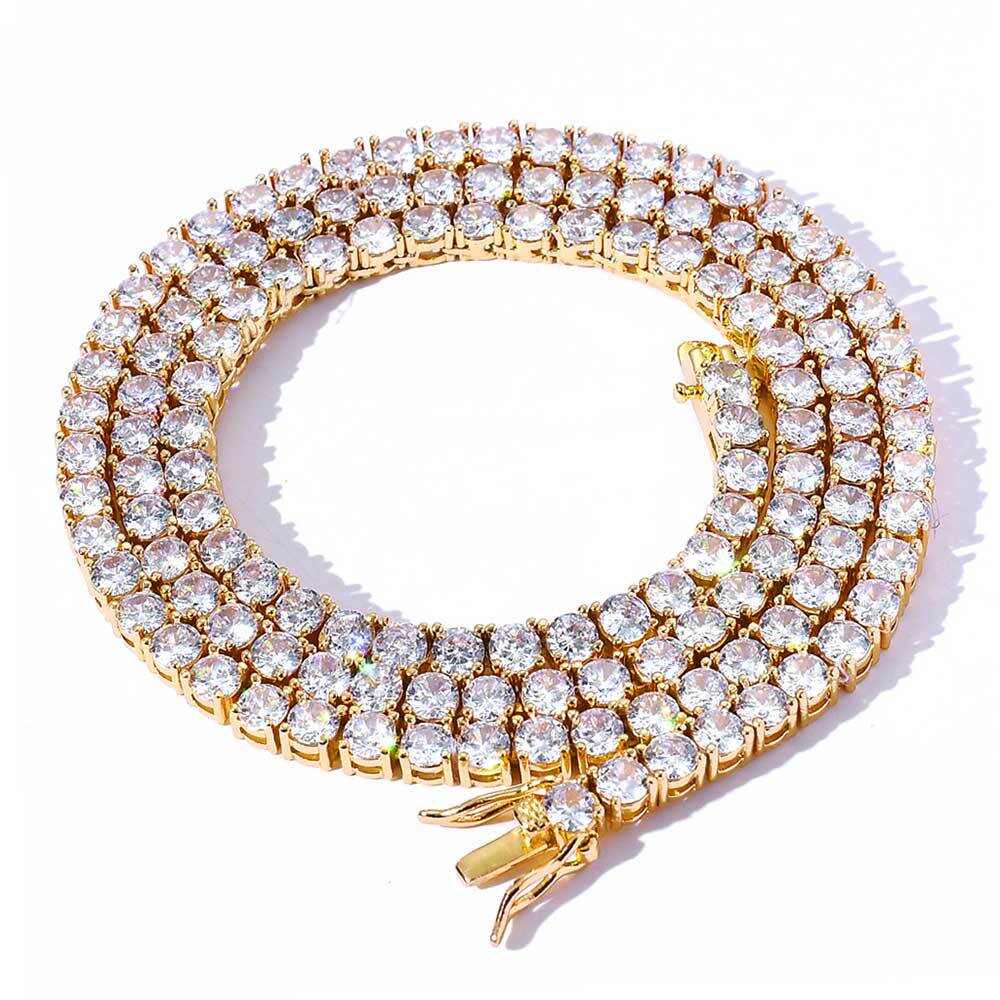 European and American cross-border hot-selling zircon tennis necklace jewelry for women hip-hop men's hot-selling accessories