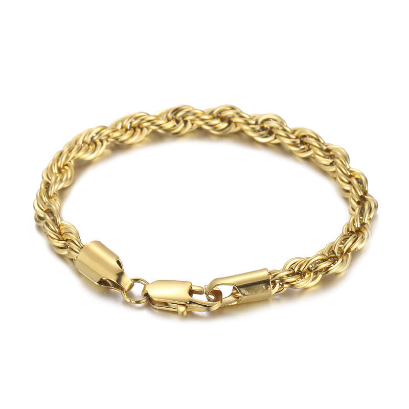 Titanium steel jewelry 18K gold two-color twist chain unisex stainless steel bracelet hand jewelry factory direct wholesale