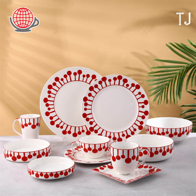 good dinner sets, full dinnerware set, red and white dinnerware sets