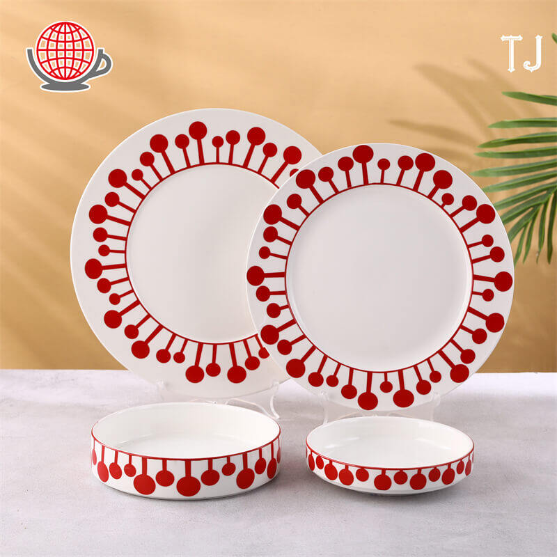 good dinner sets, full dinnerware set, red and white dinnerware sets