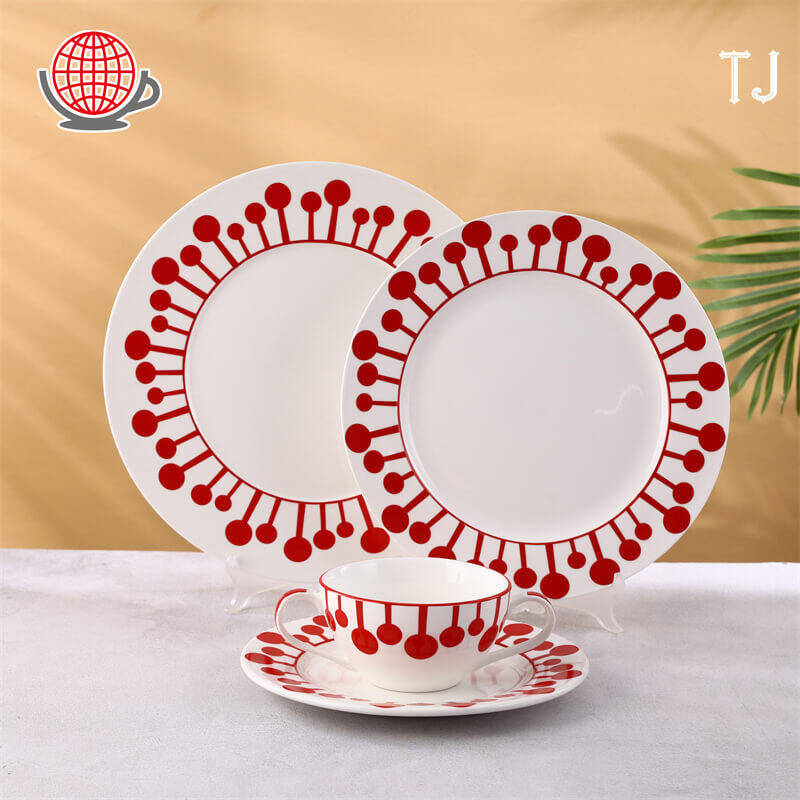 good dinner sets, full dinnerware set, red and white dinnerware sets