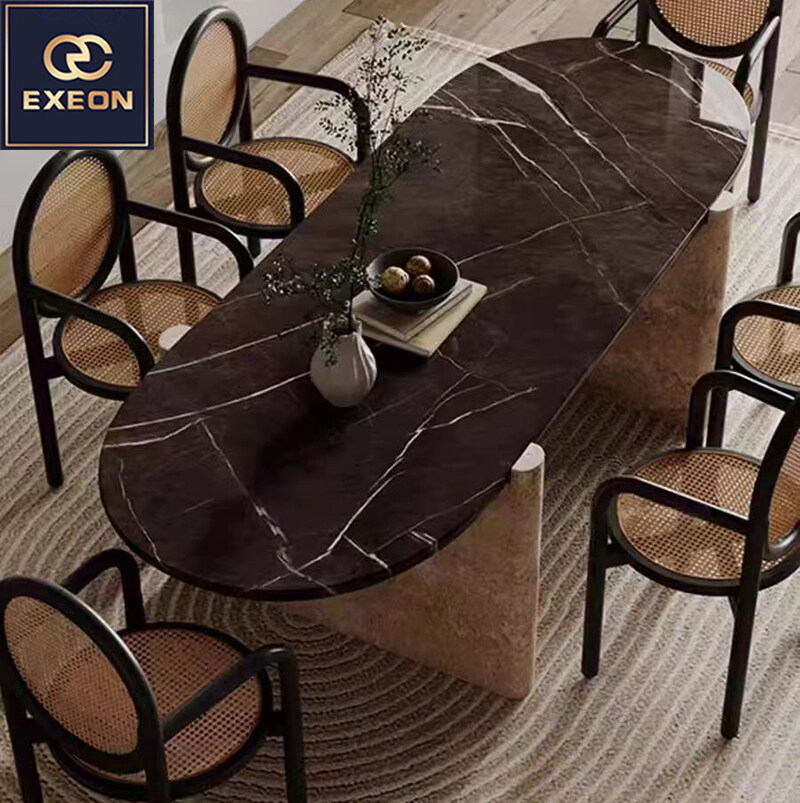 Italian light luxury oval design luxury dining table