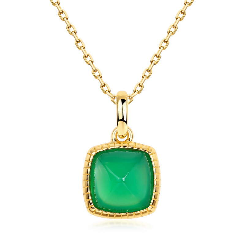 2024 New Fashion Simple Sugar Tower Green Agate Pendant Clavicle Chain S925 Gold Plated Necklace Niche Item jewelry wholesale