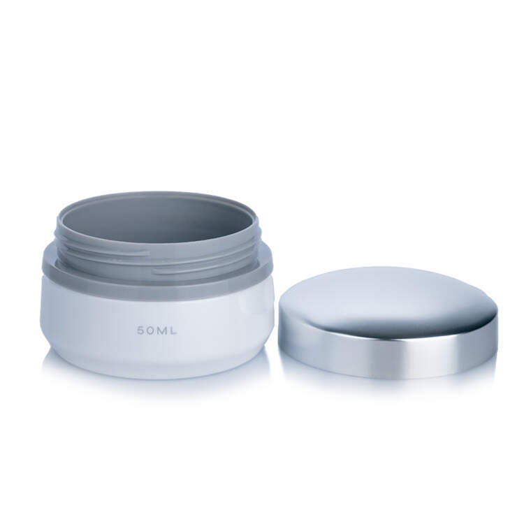CJ002 White Plastic Vacuum Cream Jar, 50ml cream jar, 20ml cream jar, cosmetic jar manufacturer, plastic jar supplier, vacuum cream jar factory, OEM skincare packaging, China jar vendor, private label cream jar, bulk cosmetic jar wholesale, custom skincare container, ODM vacuum jar, airless cream jar exporter