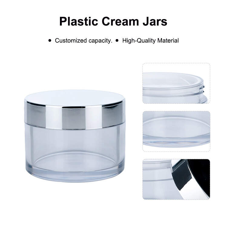 CJ010 100ml Transparent Cream Jar, vacuum cream jar, bright silver cap jar, cosmetic jar manufacturer, plastic jar supplier, skincare packaging factory, OEM cream jar, China plastic jar vendor, private label cream jar, bulk cosmetic jar wholesale, custom vacuum jar, ODM airless jar, plastic jar exporter