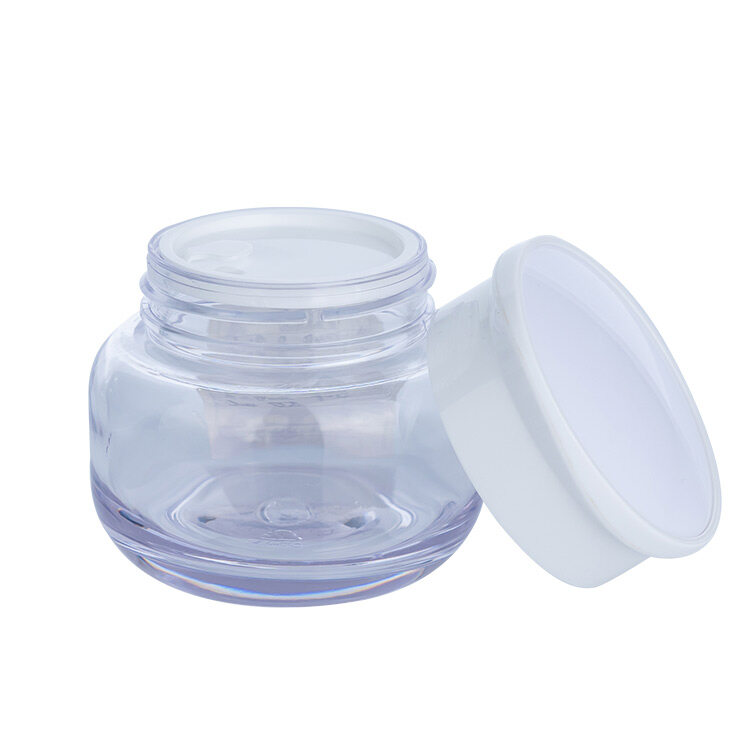 50ml Transparent Bottle White Cap Plastic Cream Jar